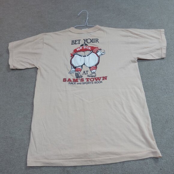 Vintage Sam's Town Hotel Shirt Small Beige Race Sportsbook Gambling Hall Vegas - Picture 2 of 8